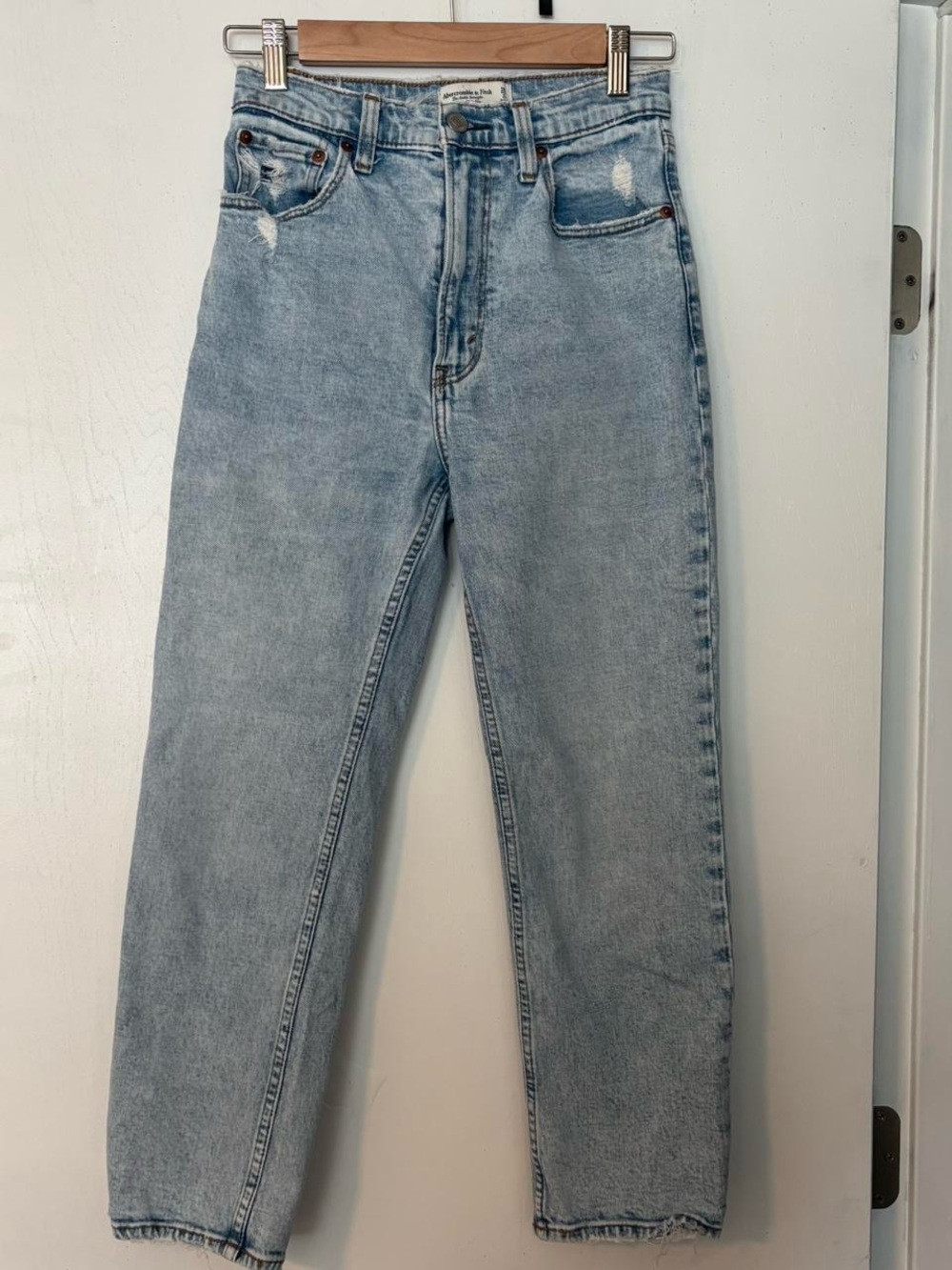 Abercrombie & Fitch High-Rise Light Blue Straight Jeans